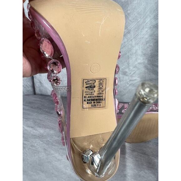 Azalea Wang Blakely Stiletto Heels Pink Chrystal Size 7.5 - Picture 5 of 7